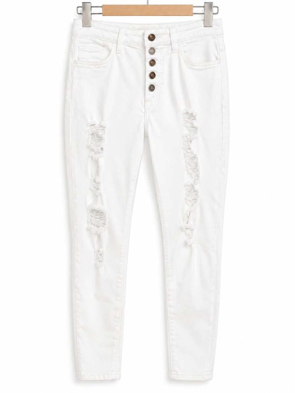 Hammer High Rise Button Fly Blanc Distressed Skinny Jeans White Women's Size 9